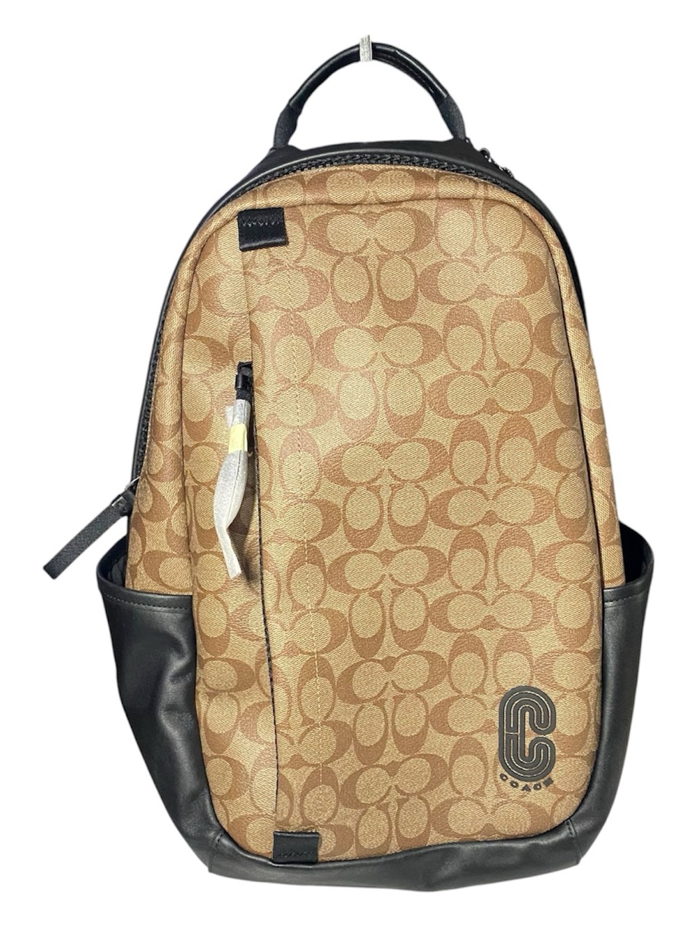 New Coach Backpack Signature Coated Canvas Large Beige Black Back To School
Work